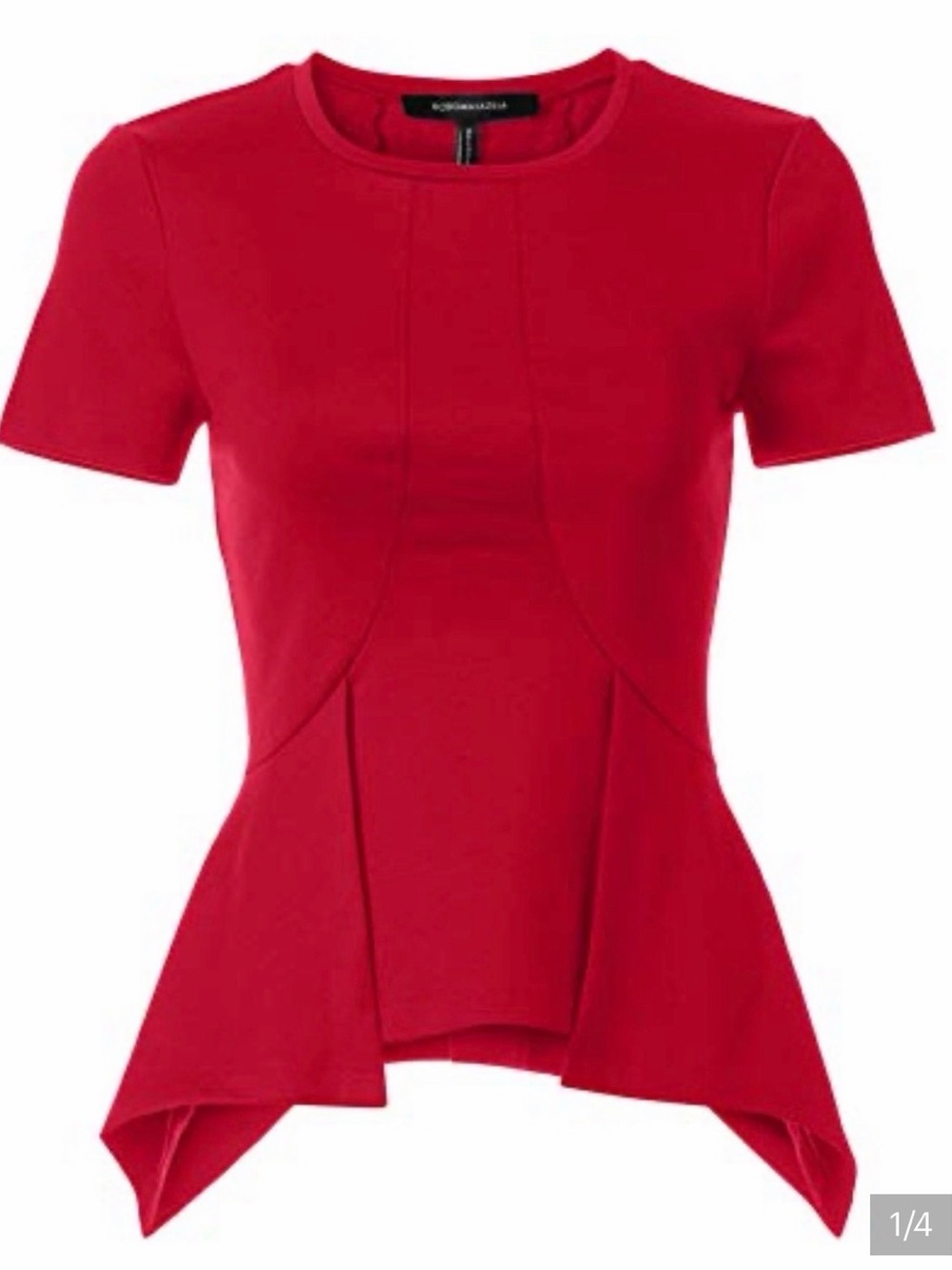 BCBGMaxAzria Red Peplum Short Sleeve Top